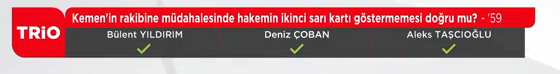 Yayın bandı: Kemen'in rakibine müdahalesinde hakemin ikinci sarı kartı göstermemesi doğru mu? -'59 |
