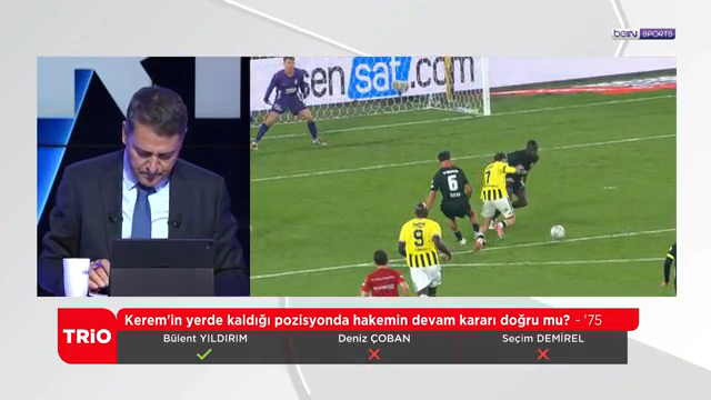 Yayın bandı: Kerem'in yerde kaldığı pozisyonda hakemin devam kararı doğru mu? - '75