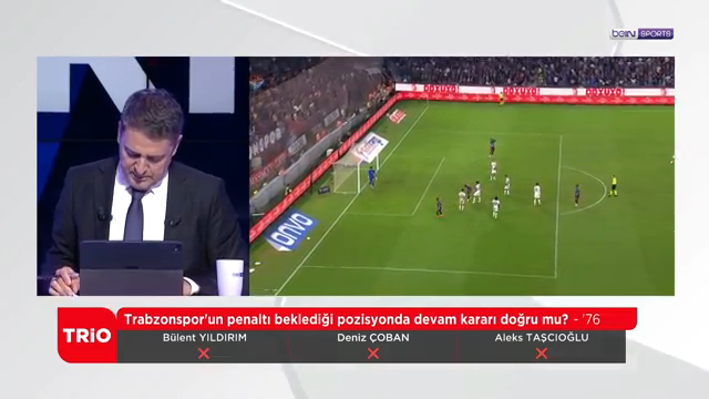 Yayın bandı: Trabzonspor'un penaltı beklediği pozisyonda devam kararı doğru mu? - '76