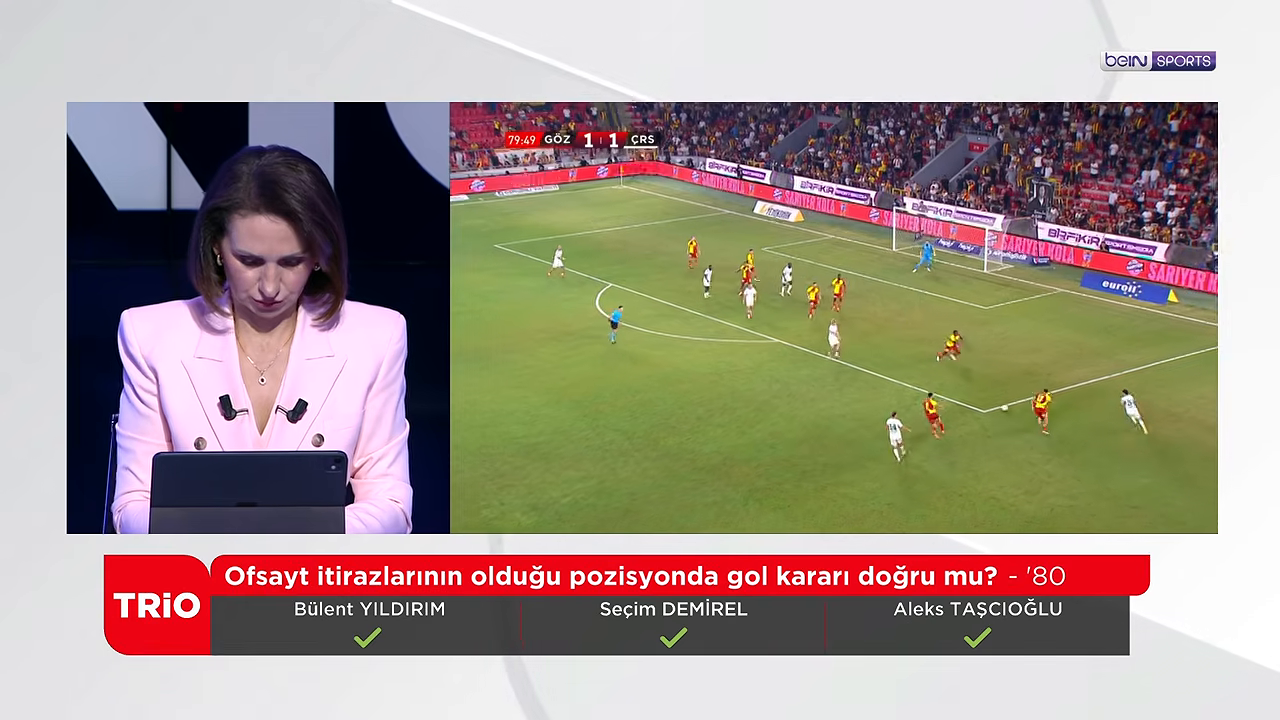 Yayın bandı: Ofsayt itirazlarının olduğu pozisyonda gol kararı doğru mu? - '80